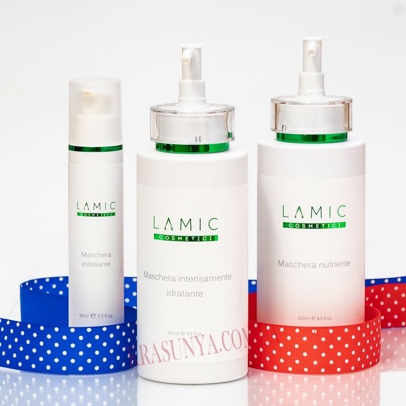 Набор Lamic Cosmetici: маска-эксфолиант+увлажняющая кремовая маска+питательная кремовая маска
